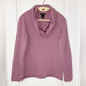 Y2K Madison Studio Cowl Neck Cotton Sweater Lilac Purple Medium